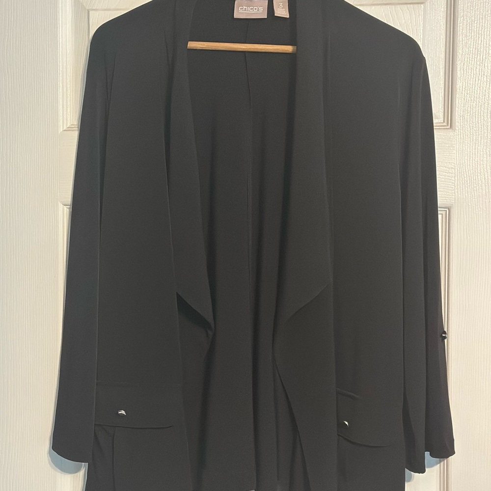 Chico's Black Cardigan with Waterfall Collar